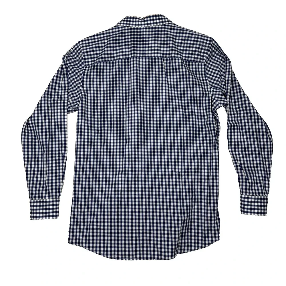 Haggar Men's Button Up Dress Shirt Blue Checkered Collar Size 16 - 34/35 Gangham